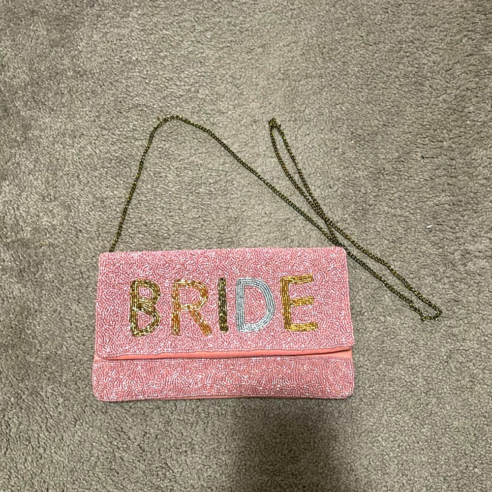 Bride crossbody beaded clutch bag